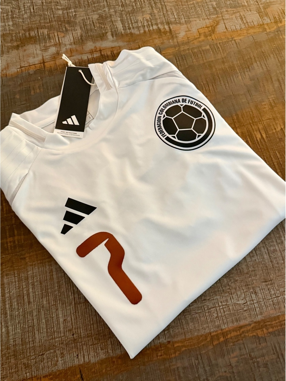Colombia Luis Diaz #7 Adidas White and Copper details Medium